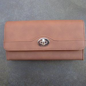 Safe Keeper File Master RFID-blocking women's wallet, brown leather with silver